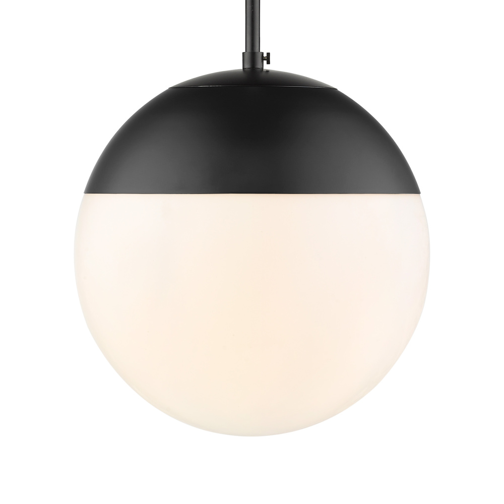 Golden Lighting Dixon 1-light 12in Pendant and Matte Black shade and Opal Glass